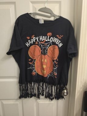 Women's Disney Halloween Fringe T-Shirt Mickey Pumpkin 2xL